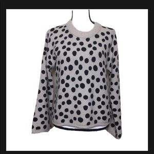 Madewell Black Polkadot Merino Wool Blend beige & black Sweater Preppy